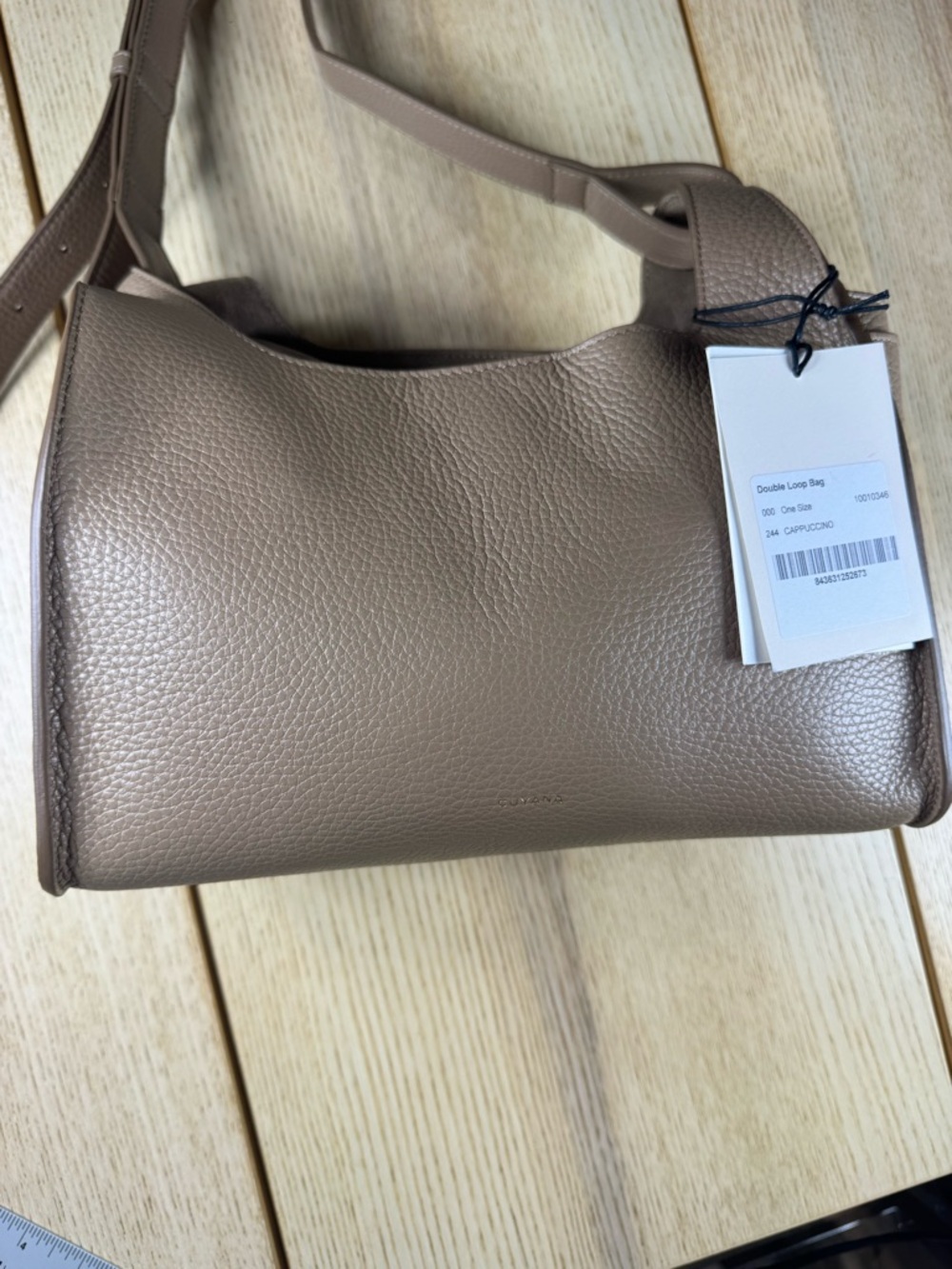 Cuyana Double Loop Cappuccino Pebbled Italian Leather Shoulder Bag Made in Italy - Picture 9 of 12